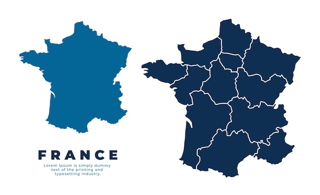 Mapa político de Francia y ilustración simple de vector plano