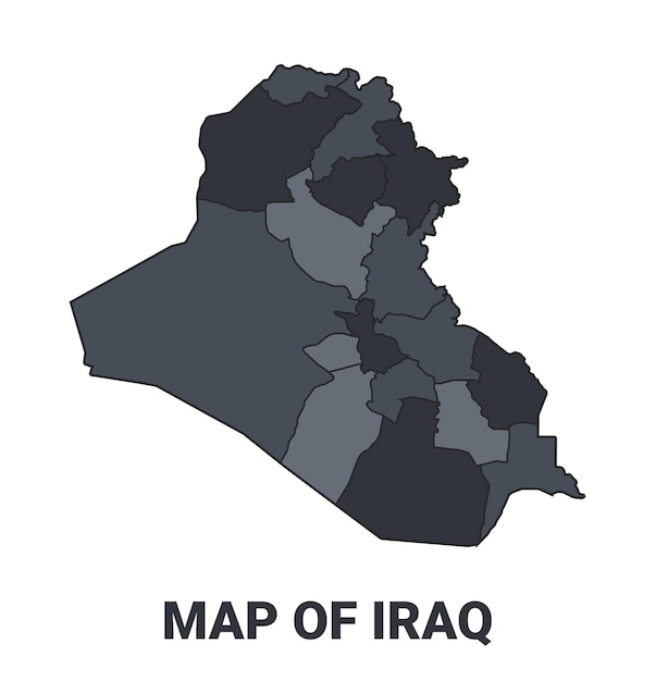 Mapa político de Irak Fronteras de las regiones conjunto de vectores de contorno