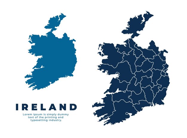 Mapa político de Irlanda y ilustración simple de vector plano
