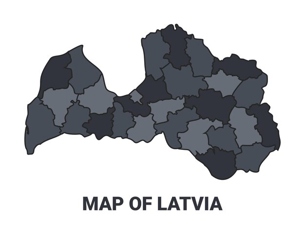 Mapa político de Letonia Fronteras de las regiones Conjunto de vectores