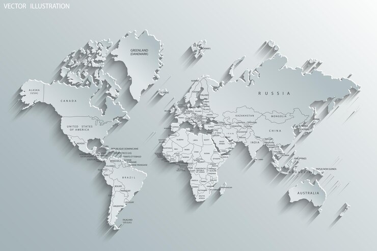 Vector mapa político del mundo mapa del mundo gris países papel de mapa del mundo blanco