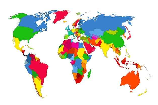 Mapa político del mundo mundo colorido mapcountries ilustración