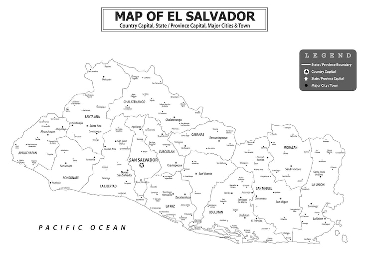 Vector mapa político del país con la capital de la provincia o la capital del estado, las principales ciudades y pueblos