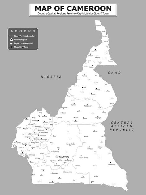 Mapa político del país con la capital de la provincia o la capital del estado, las principales ciudades y pueblos