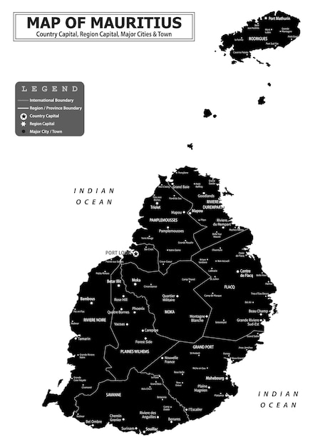 Mapa político del país con la capital de la provincia o la capital del estado, las principales ciudades y pueblos