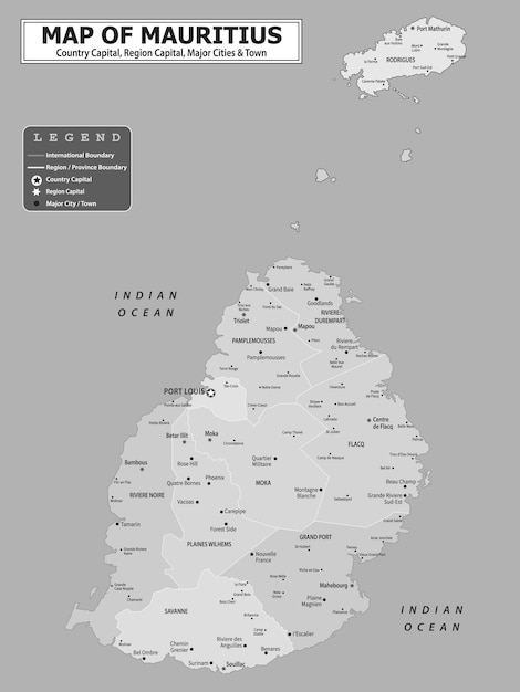 Mapa político del país con la capital de la provincia o la capital del estado, las principales ciudades y pueblos