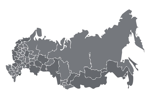 Mapa político simplificado de Rusia con las fronteras regionales resaltadas