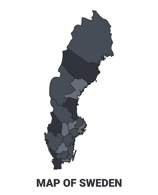 Mapa político de Suecia Fronteras de las regiones Conjunto de vectores