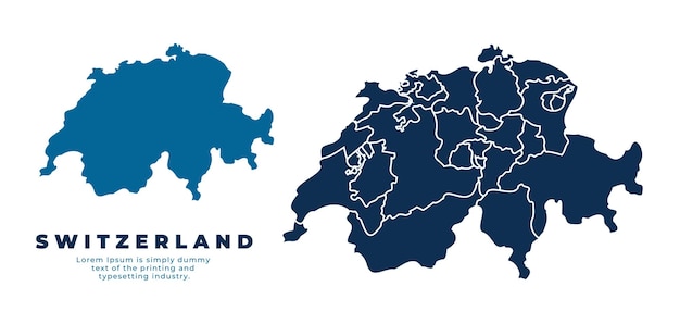 Mapa político de Suiza y ilustración simple de vector plano