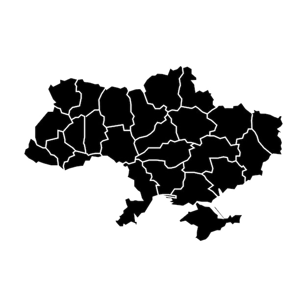 El mapa político de Ucrania es editable con un vector de bajo detalle