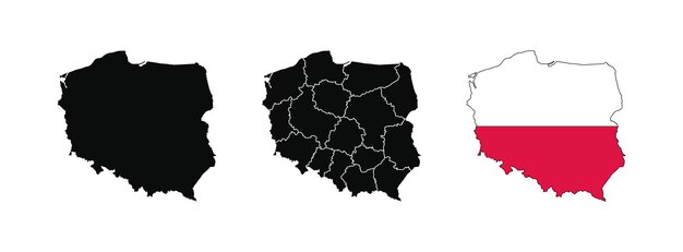 Mapa de Polonia con la bandera nacional