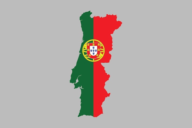 Mapa de Portugal con la bandera nacional de Portugal bandera vectorial gráfico del país de Portugal