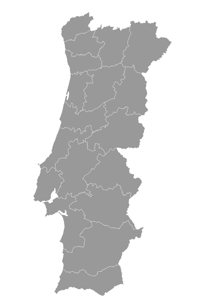 Mapa de portugal con distritos ilustración vectorial