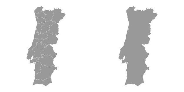 Mapa de portugal con distritos ilustración vectorial