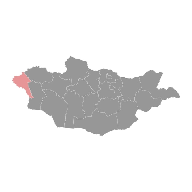 Mapa de la provincia de Bayan Olgii división administrativa de Mongolia Ilustración vectorial