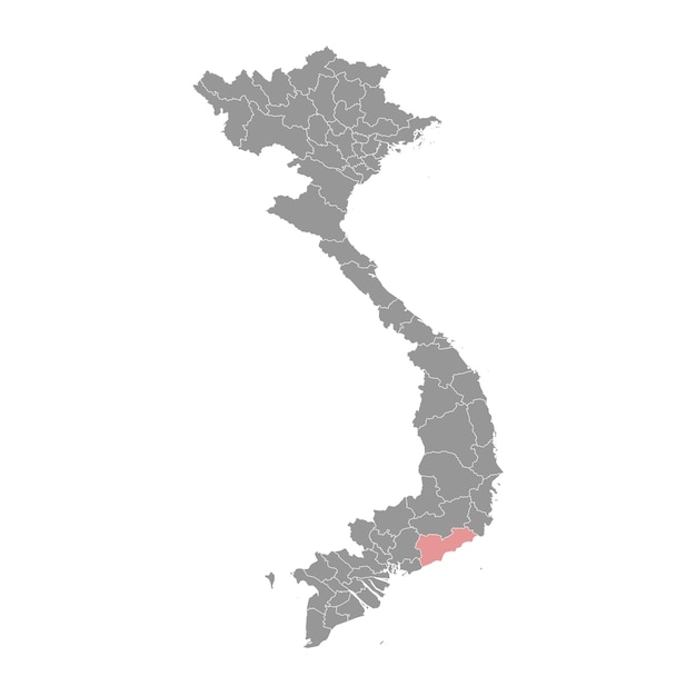 Vector mapa de la provincia de binh thuan y división administrativa de vietnam ilustración vectorial