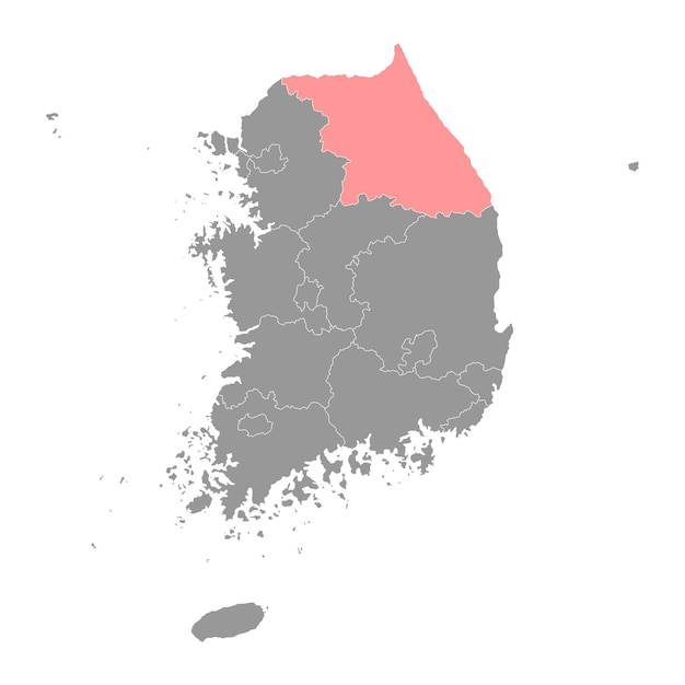 Mapa de la provincia de Gangwon, provincia de Corea del Sur Ilustración vectorial