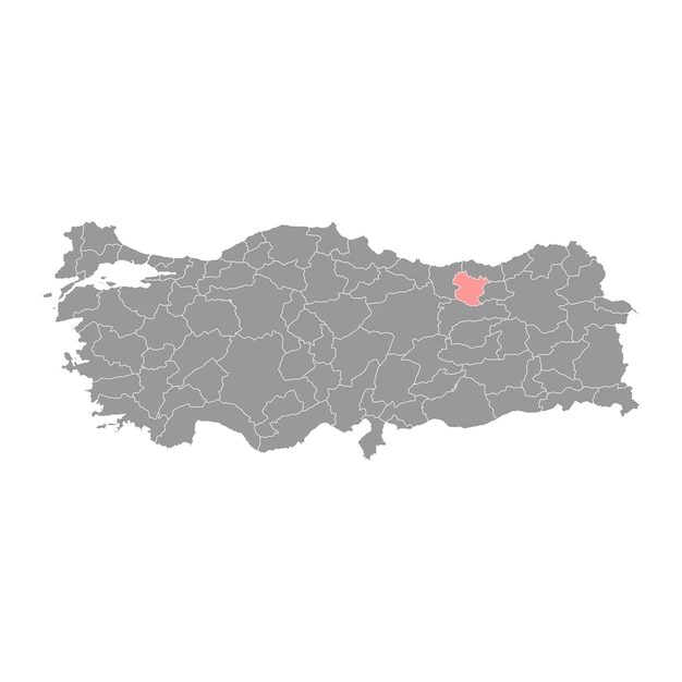 Mapa de la provincia de Gumushane divisiones administrativas de Turquía ilustración vectorial