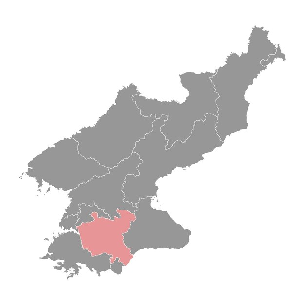 Mapa de la provincia de Hwanghae del Norte División administrativa de Corea del Norte Ilustración vectorial
