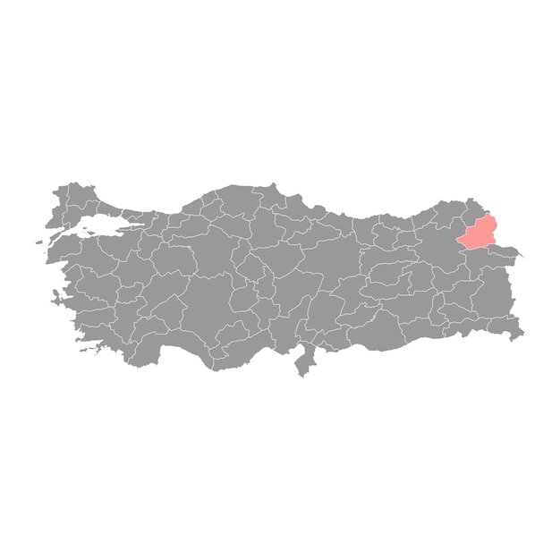 Mapa de la provincia de Kars divisiones administrativas de Turquía ilustración vectorial