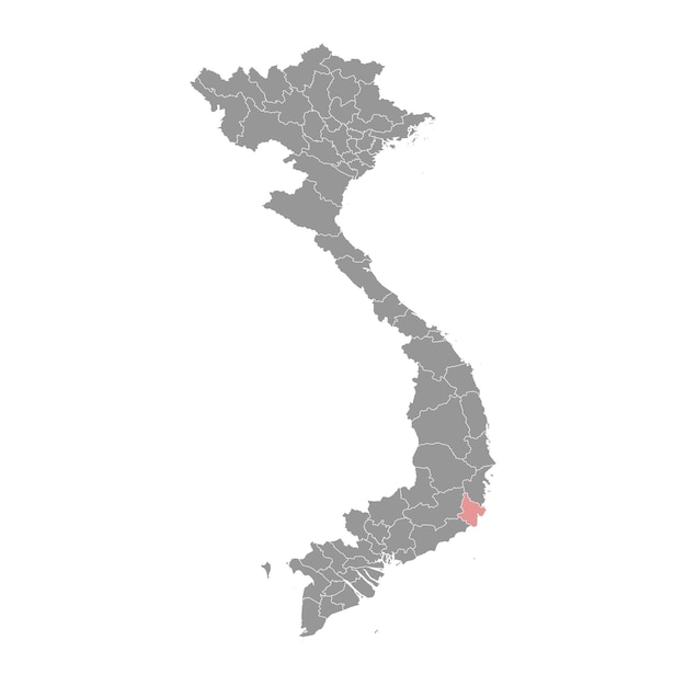 Vector mapa de la provincia de ninh thuan y división administrativa de vietnam ilustración vectorial