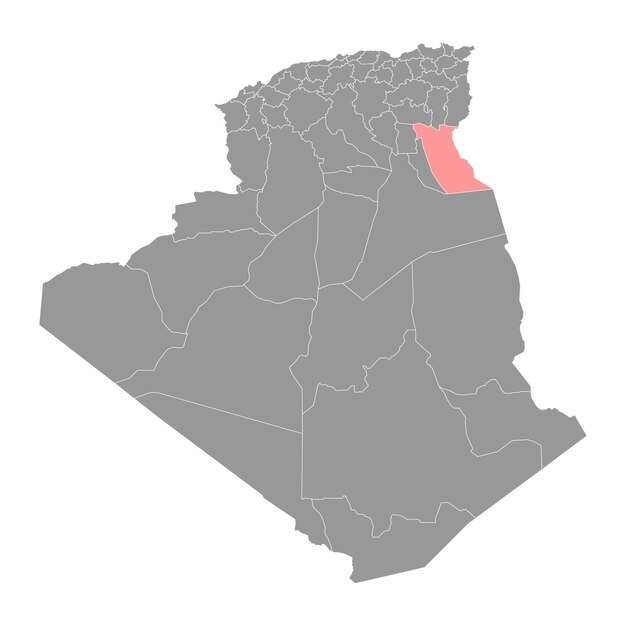 Mapa de la provincia de El Oued división administrativa de Argelia