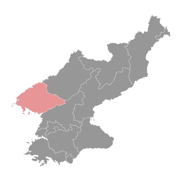 Mapa de la provincia de Pyongan del Norte división administrativa de Corea del Norte Ilustración vectorial