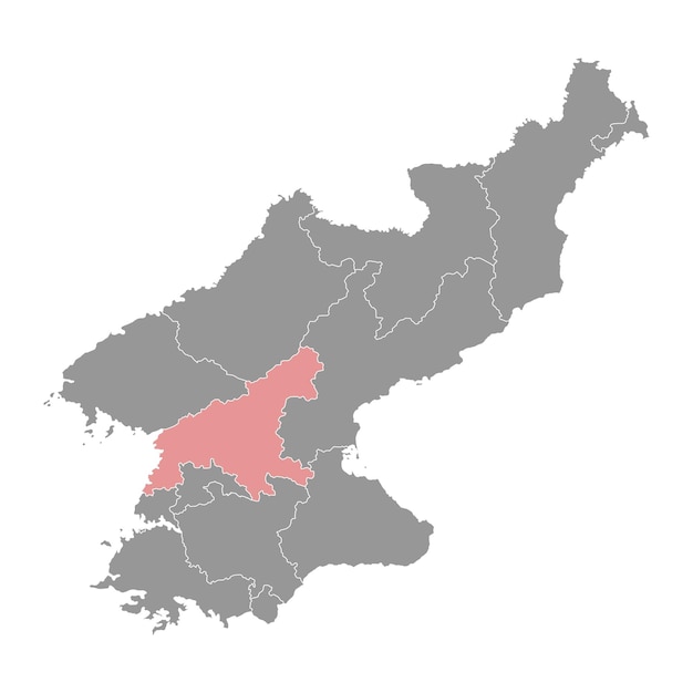Mapa de la provincia de Pyongan del Sur, división administrativa de Corea del Norte Ilustración vectorial