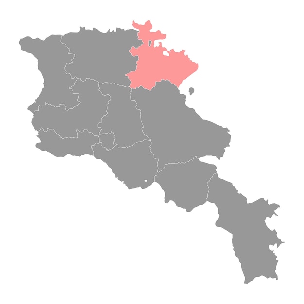 Mapa de la provincia de Tavush división administrativa de Armenia