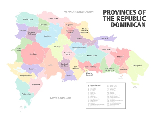 Mapa de las provincias y regiones de la República Dominicana