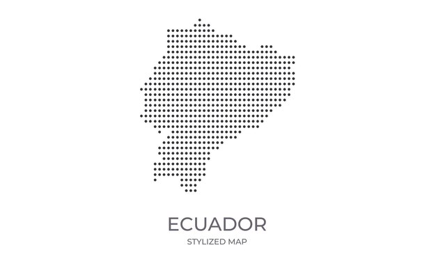 Mapa punteado de Ecuador en estilo minimalista estilizado