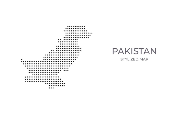 Vector mapa punteado de pakistán en estilo minimalista estilizado