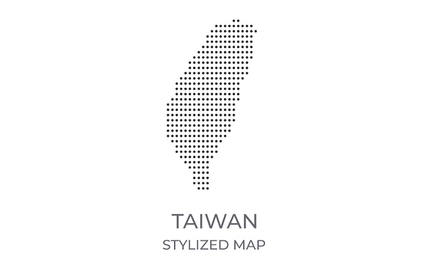 Vector mapa punteado de taiwán en estilo minimalista estilizado