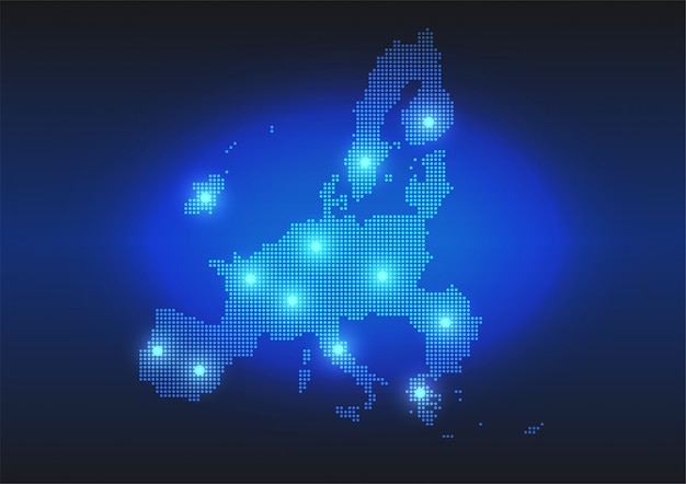 Mapa punteado de la ue en estilo digital