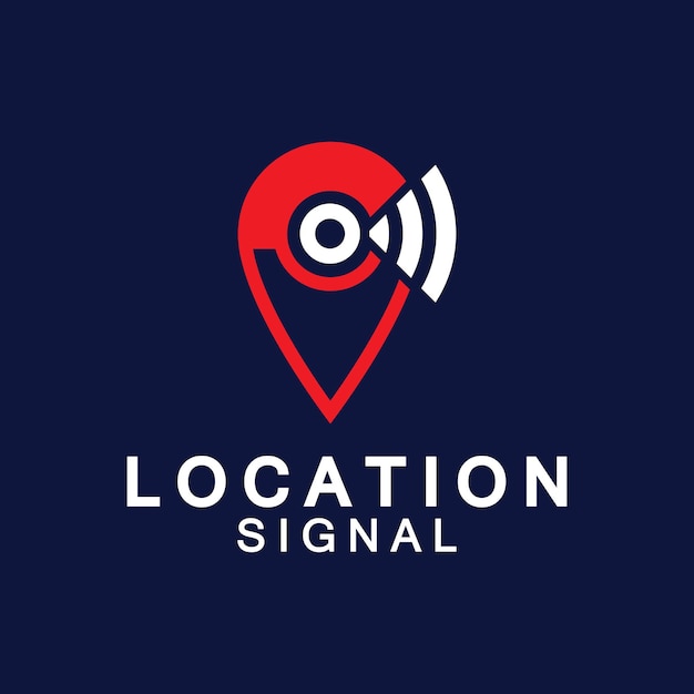 Mapa de puntero con diseño de logotipo de iconos de conexión de ubicación de señal de internet wifi