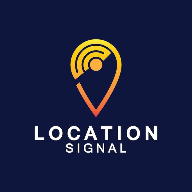 Mapa de puntero con diseño de logotipo de iconos de conexión de ubicación de señal de internet wifi