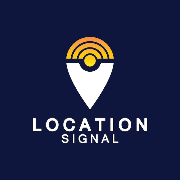 Mapa de puntero con diseño de logotipo de iconos de conexión de ubicación de señal de internet wifi