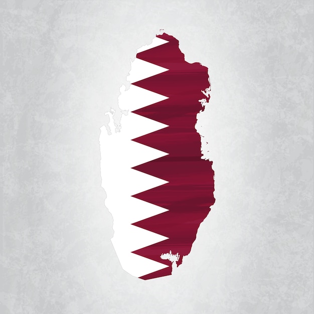 Mapa de qatar con bandera