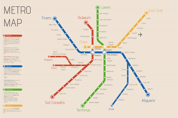 Vector mapa realista del metro de la ciudad