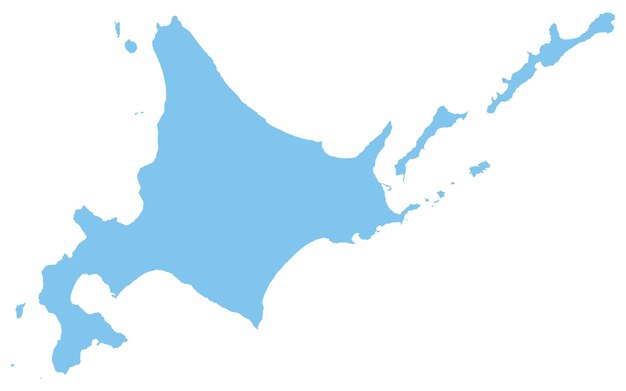 Mapa realista de la prefectura de Hokkaido, región de Japón