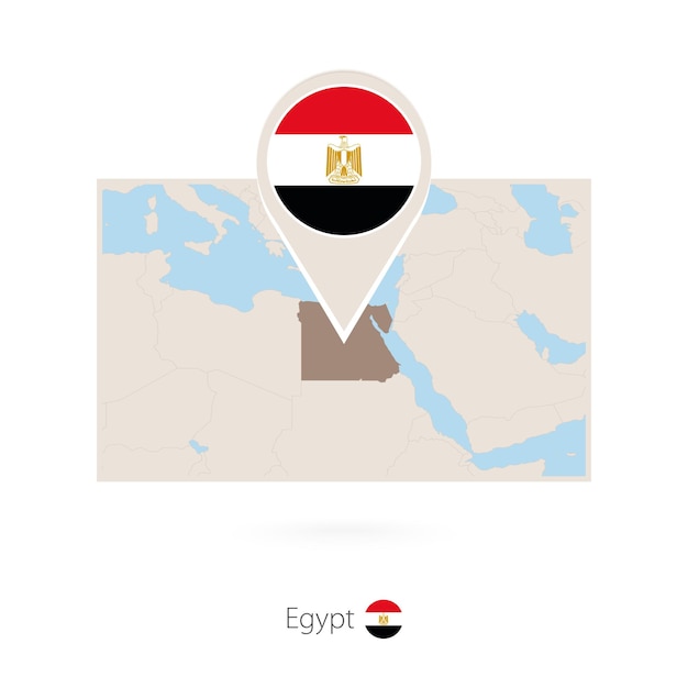 Vector mapa rectangular de egipto con icono de pin de egipto