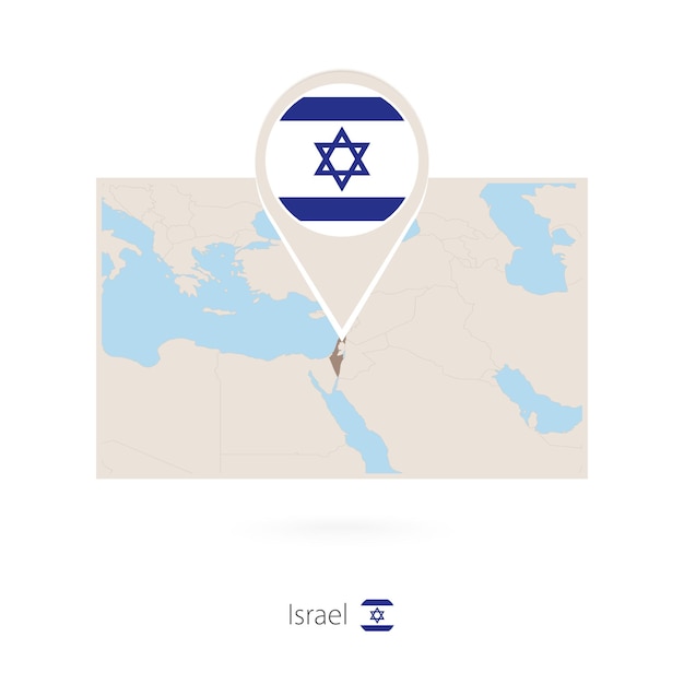 Mapa rectangular de Israel con el icono de la aguja de Israel