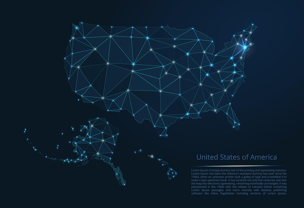 El mapa de la red de los Estados Unidos de América Imagen vectorial lowpoly