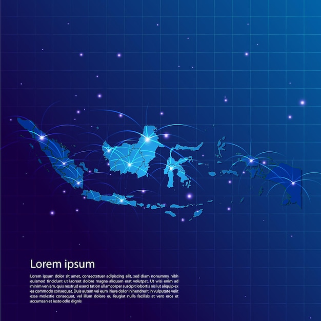 Vector mapa de la red de internet de indonesia