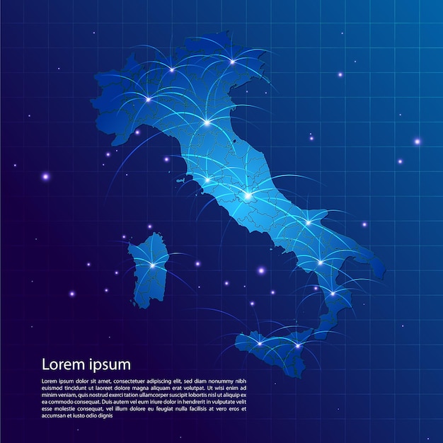 Mapa de la red de Internet de Italia
