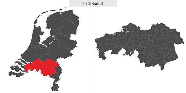 Mapa de la región de Brabante Septentrional de los Países Bajos