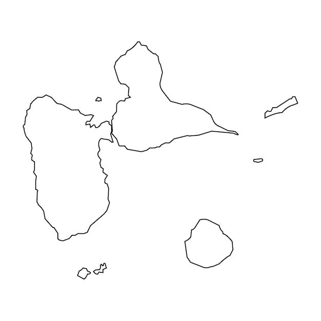 Vector mapa de la región de guadeloupe