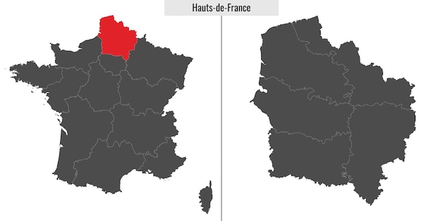 Mapa de la región de HautsdeFrance de Francia