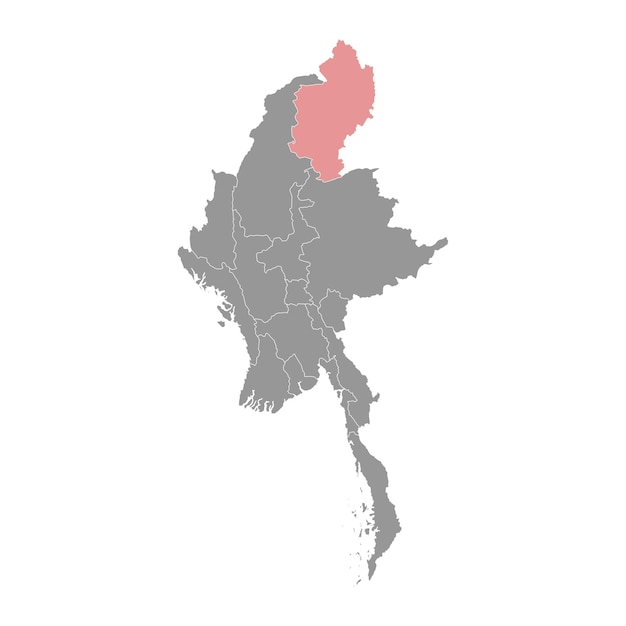 Mapa de la región de Kachin división administrativa de Myanmar Ilustración vectorial
