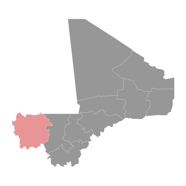 Mapa de la región de Kayes división administrativa de Mali Ilustración vectorial